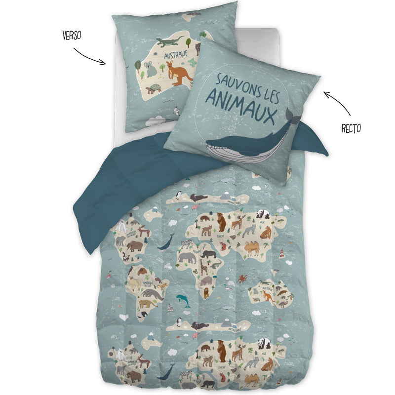 Couette Imprimée + Taie D'Oreiller - Coton Imprimé - Map