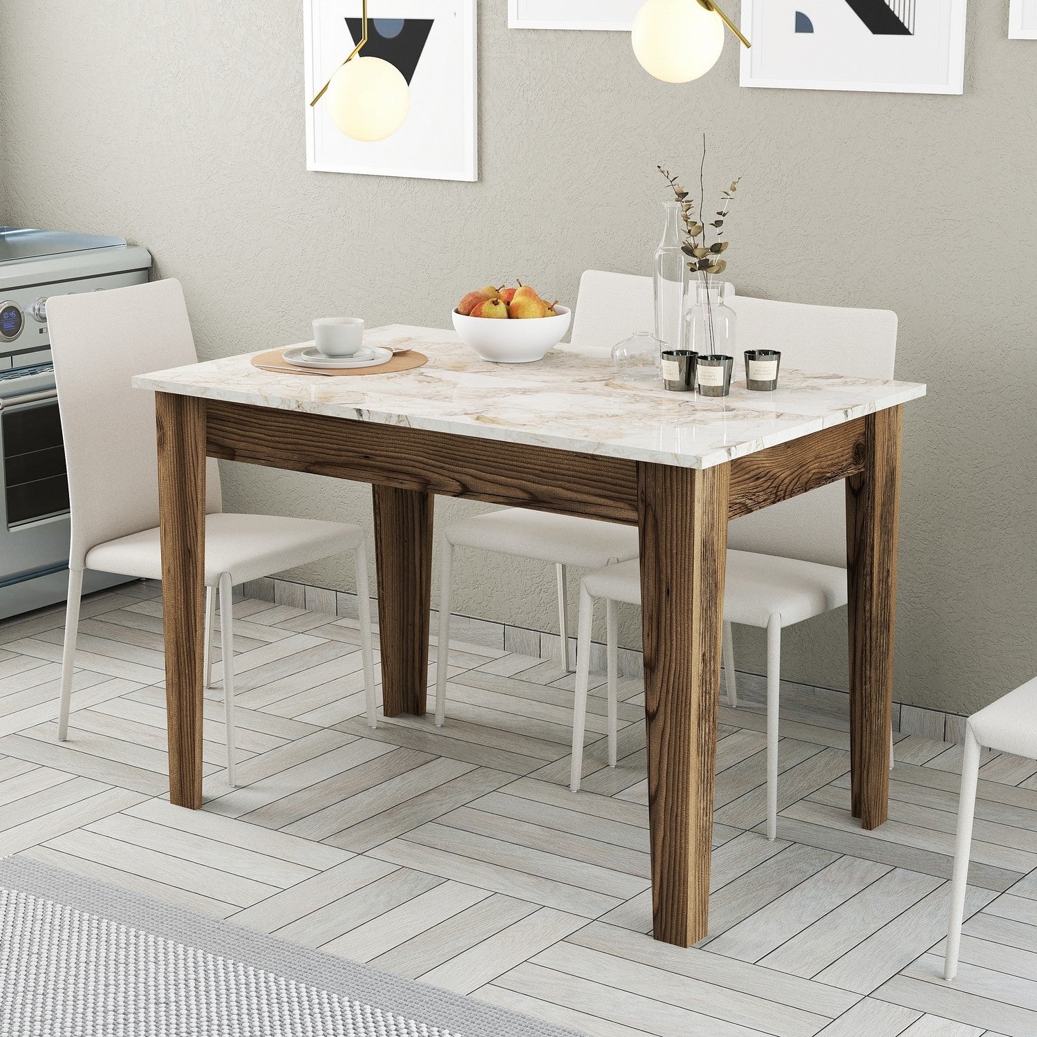 Tables De Cuisine Kiev 506 - Noyer / Blanc