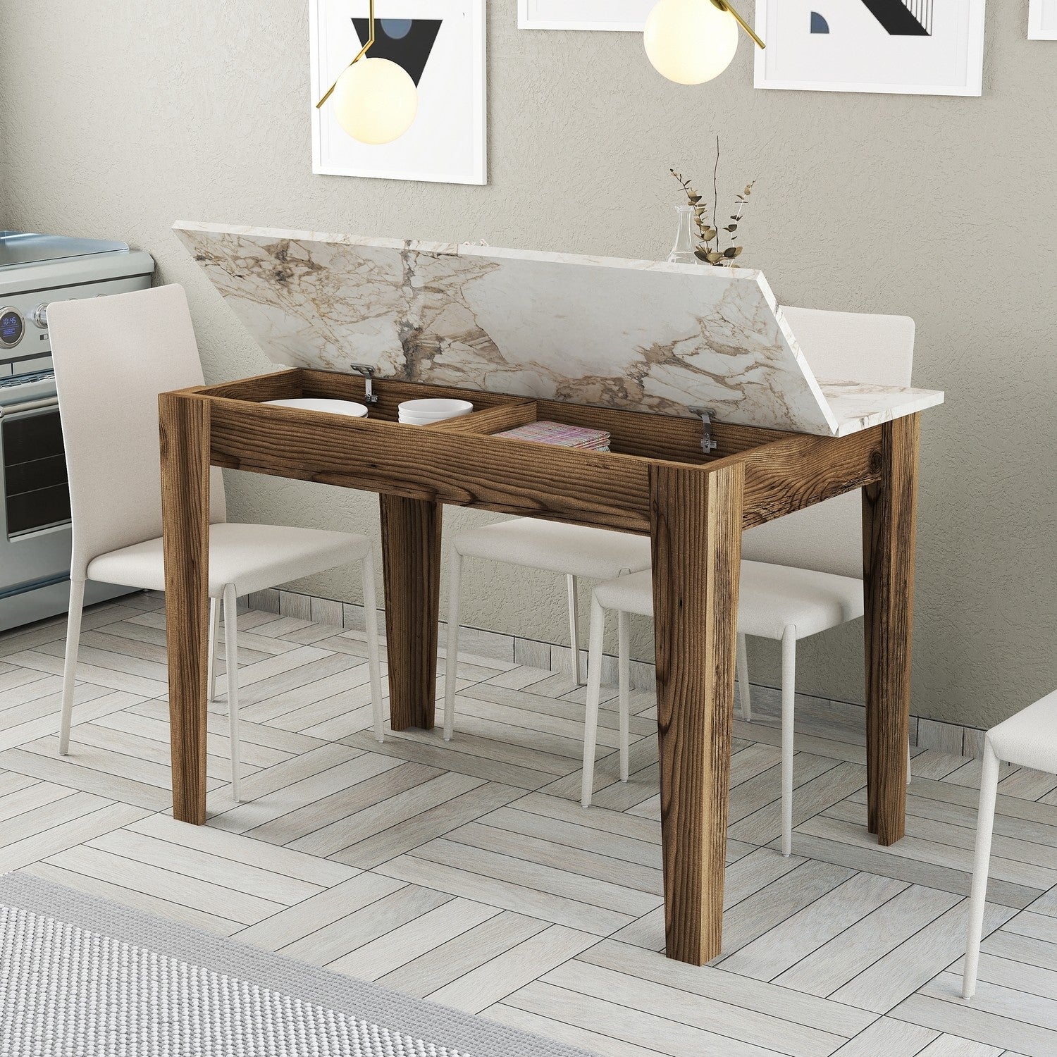 Tables De Cuisine Kiev 506 - Noyer / Blanc