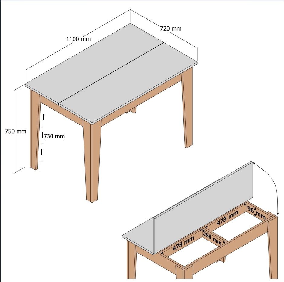 Tables De Cuisine Kiev 506 - Noyer / Blanc