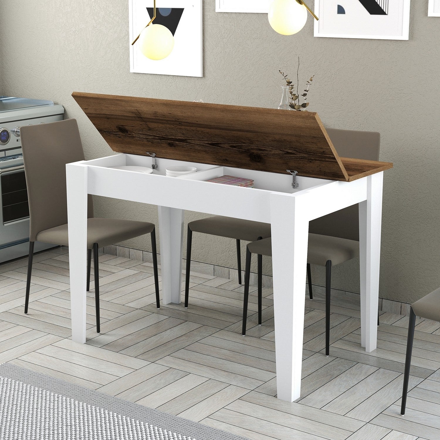 Tables De Cuisine Kiev 511 - Noyer / Blanc