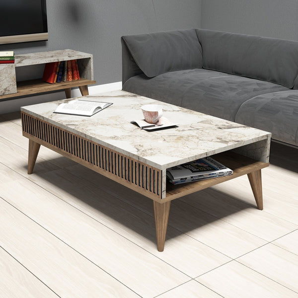 Milan Coffee Table - Walnut / White
