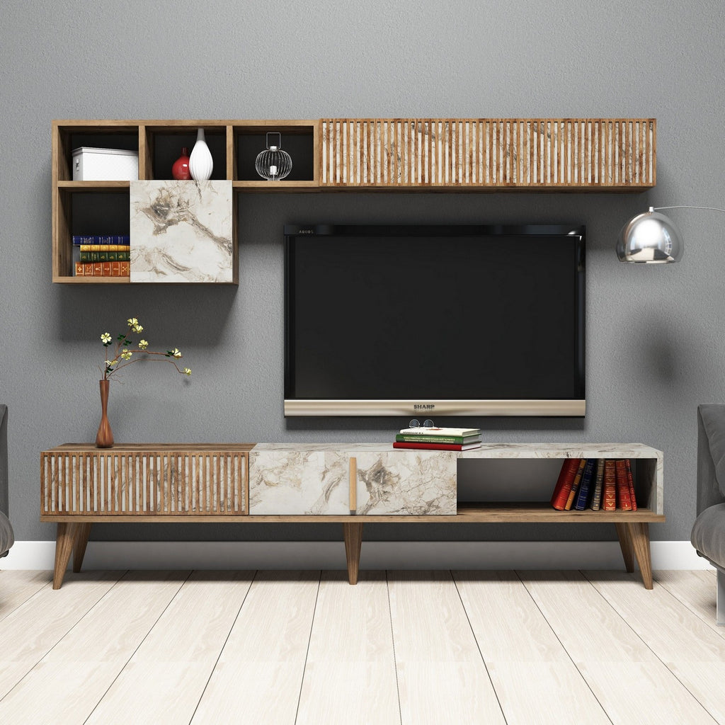 Meubles Tv Milan - Noyer / Blanc