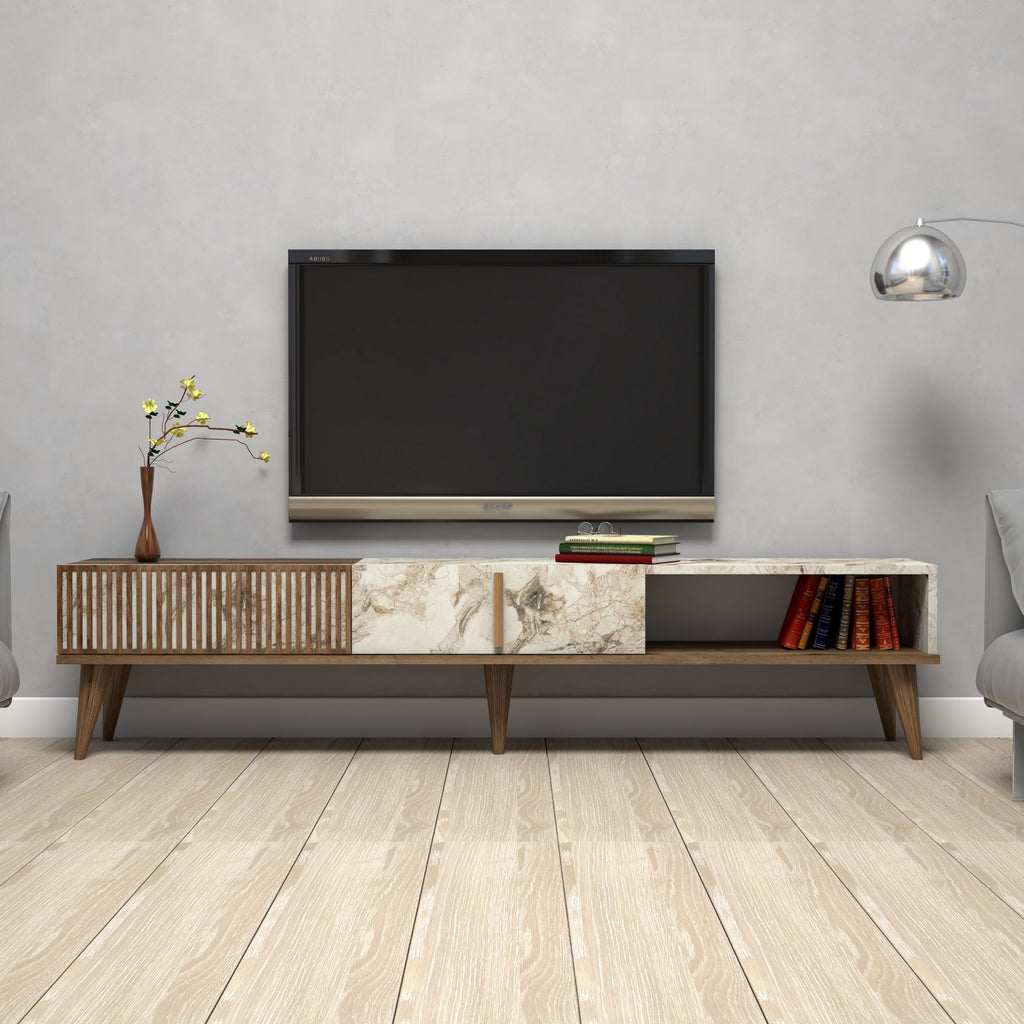 Meubles Tv Milan - Noyer / Blanc