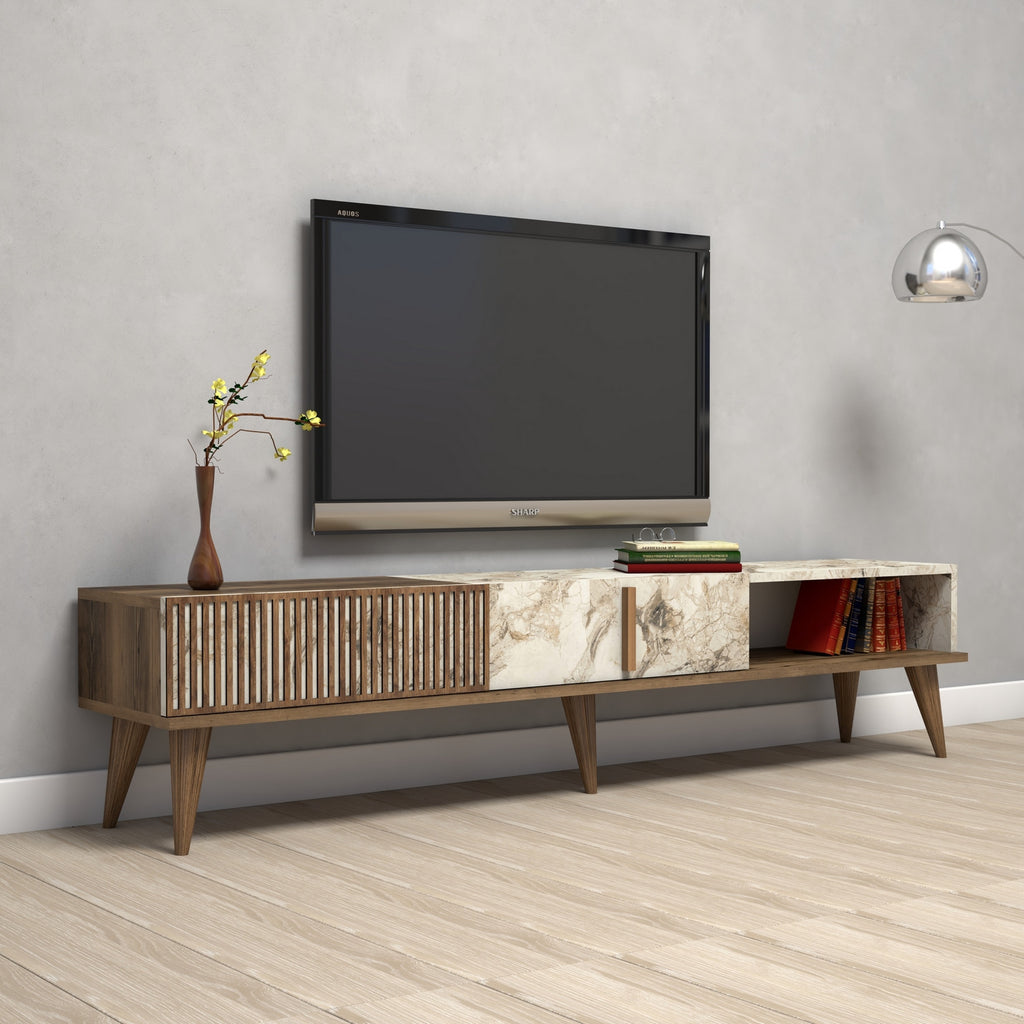 Meubles Tv Milan - Noyer / Blanc