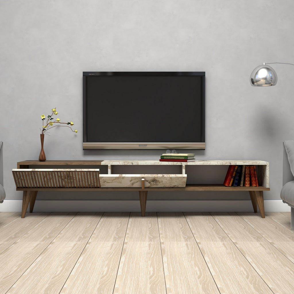 Meubles Tv Milan - Noyer / Blanc