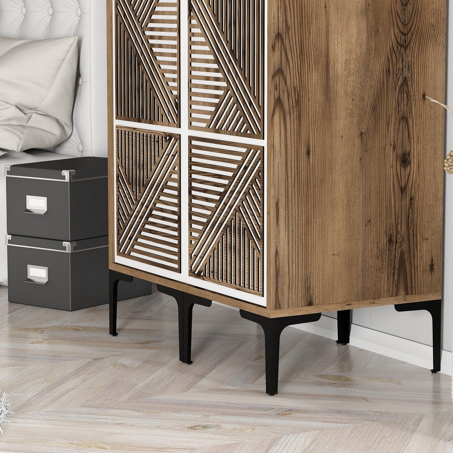 Armoires Kumsal Pp - Noyer / Blanc