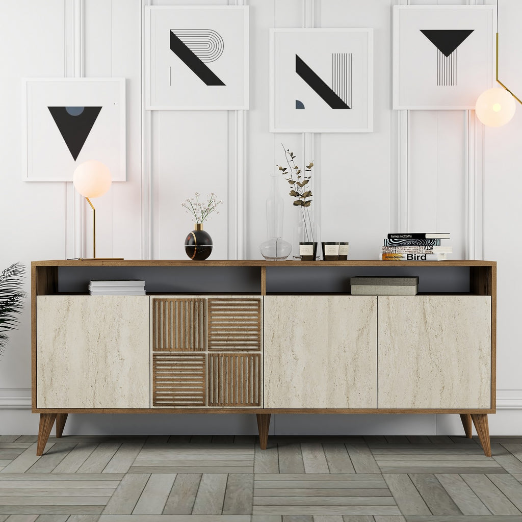 Consoles Milan - Noyer / Travertin