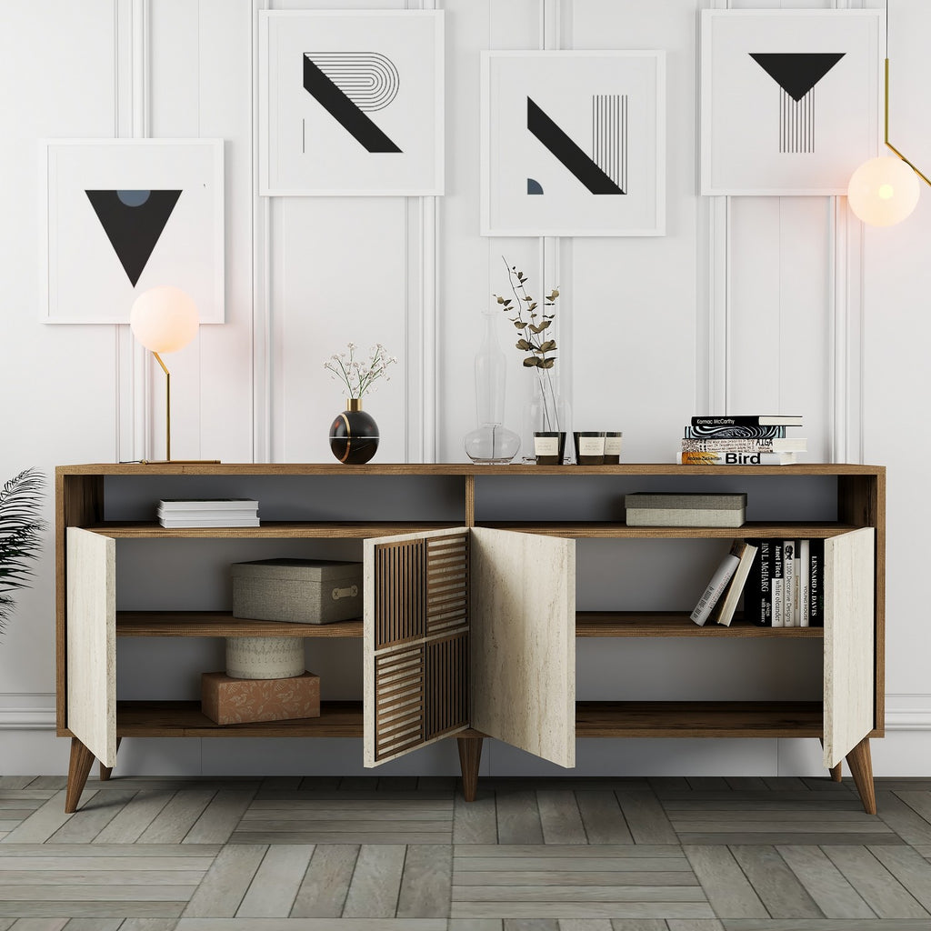 Consoles Milan - Noyer / Travertin