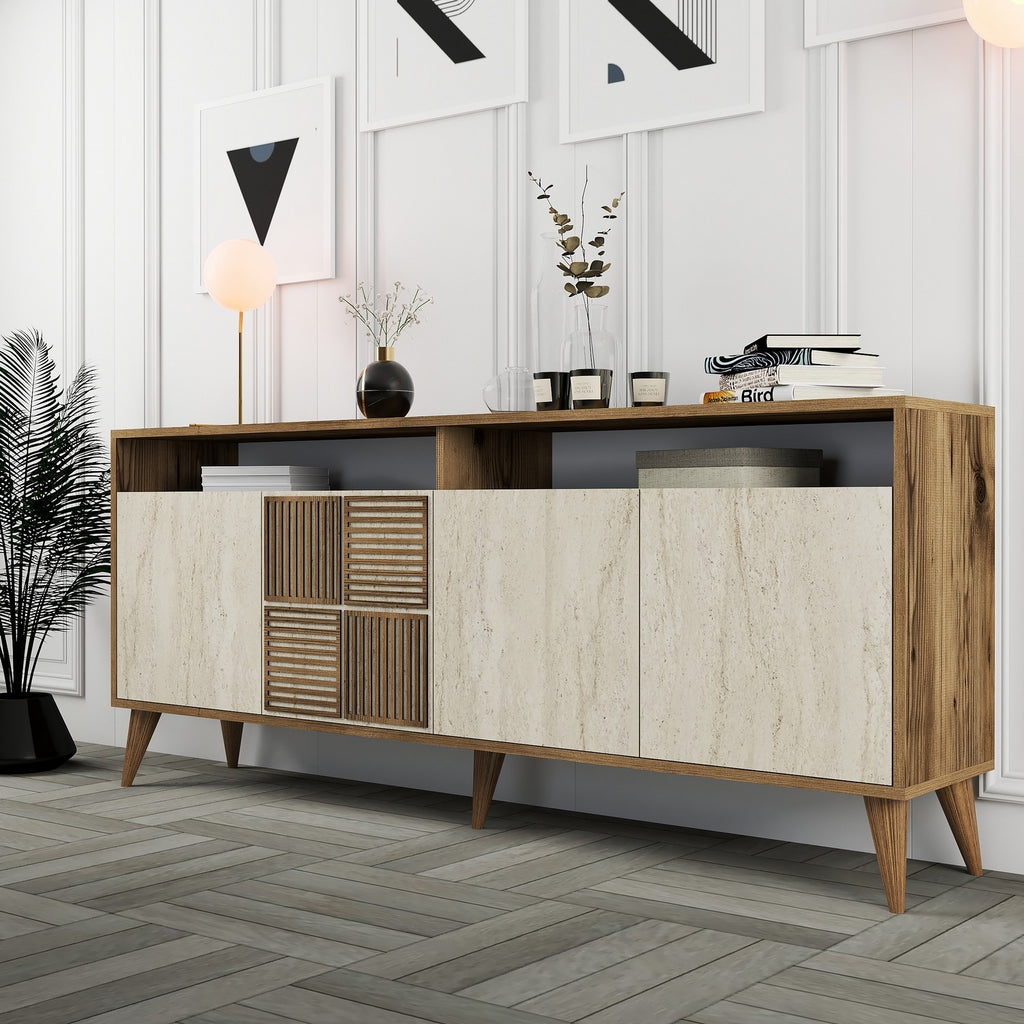Consoles Milan - Noyer / Travertin