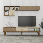 Meubles Tv Milan - Noyer / Travertin