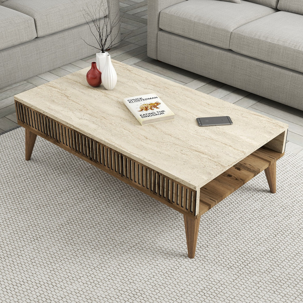Tables Basses Milan - Noyer / Travertin