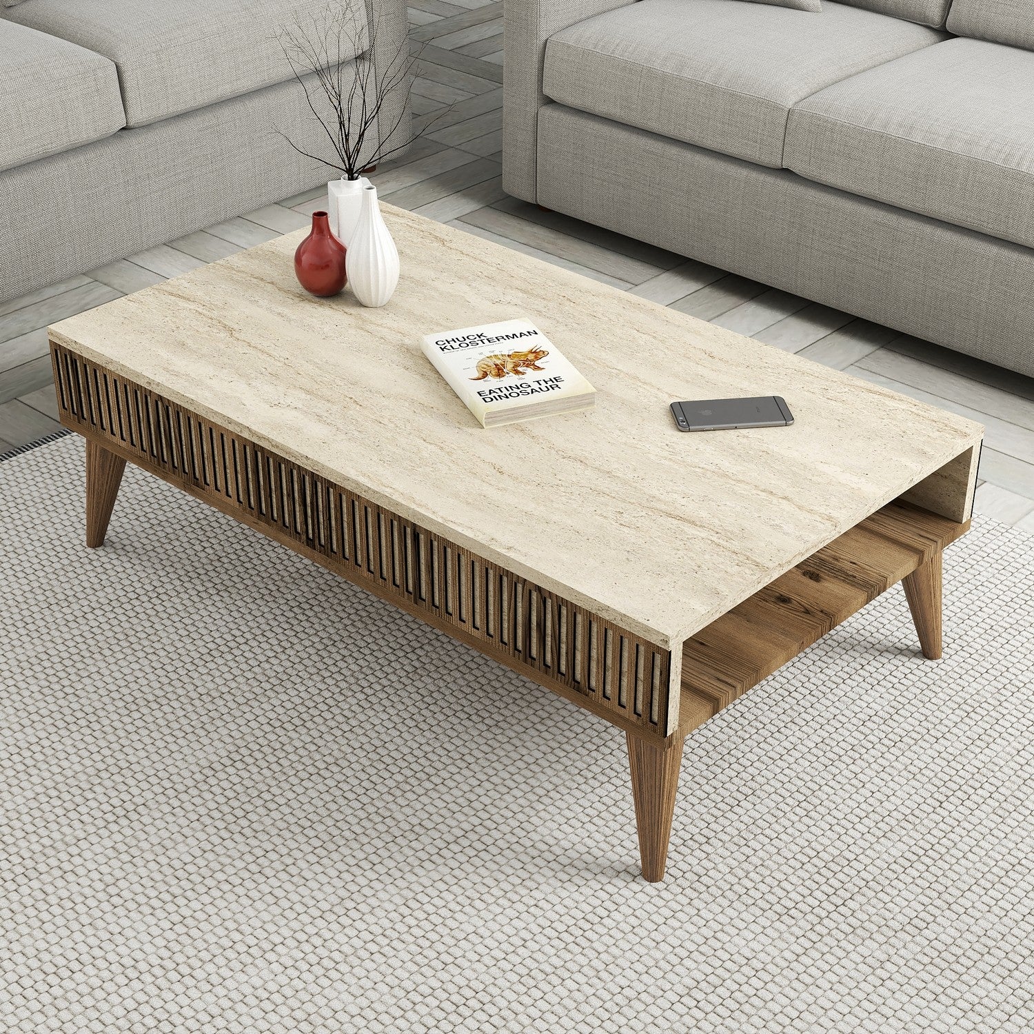 Tables Basses Milan - Noyer / Travertin