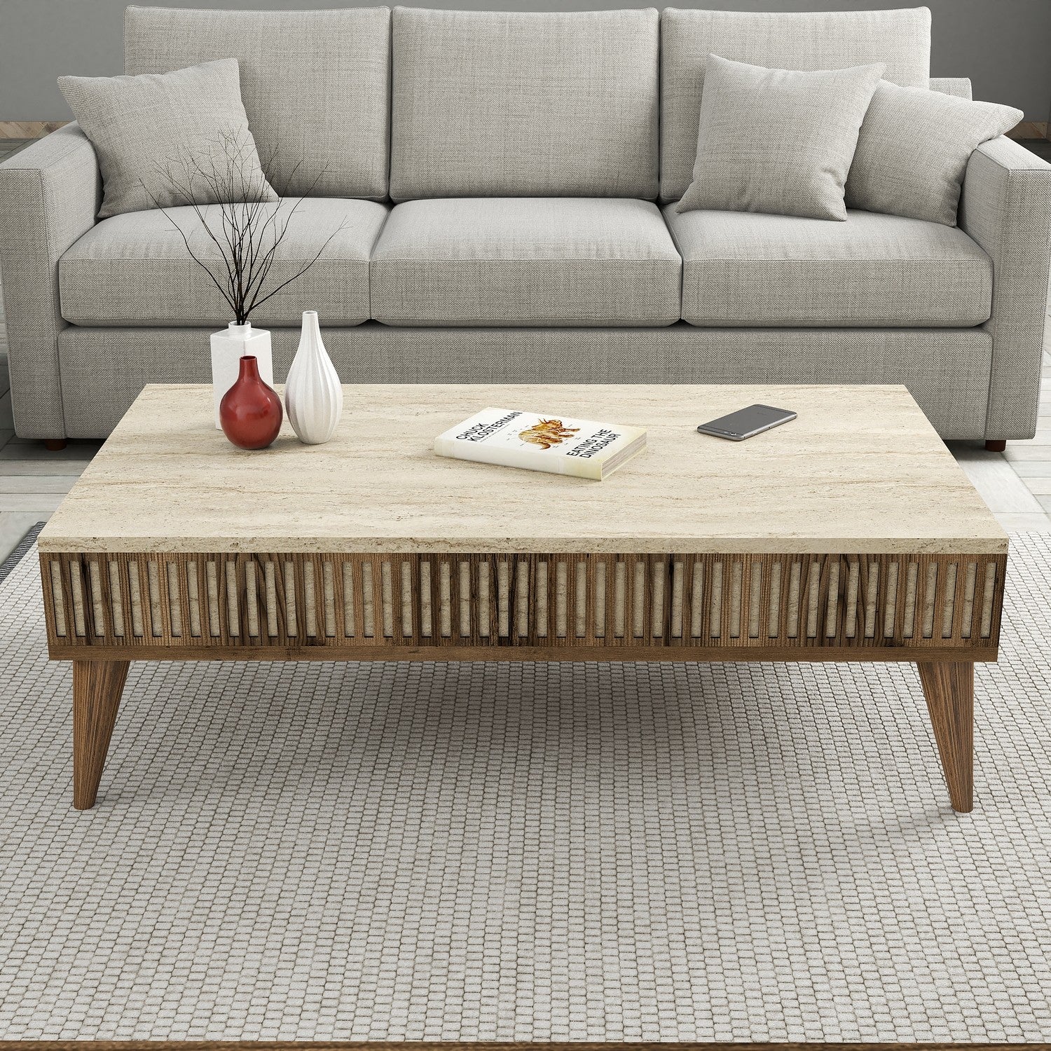 Tables Basses Milan - Noyer / Travertin