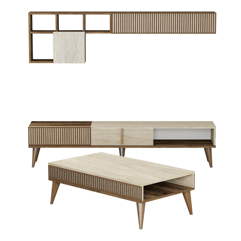 Ensembles De Meubles De Salon Milan - Noyer / Travertin