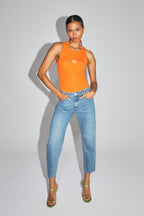 Théo Ribbed Knit Top Made In Portugal - Orange