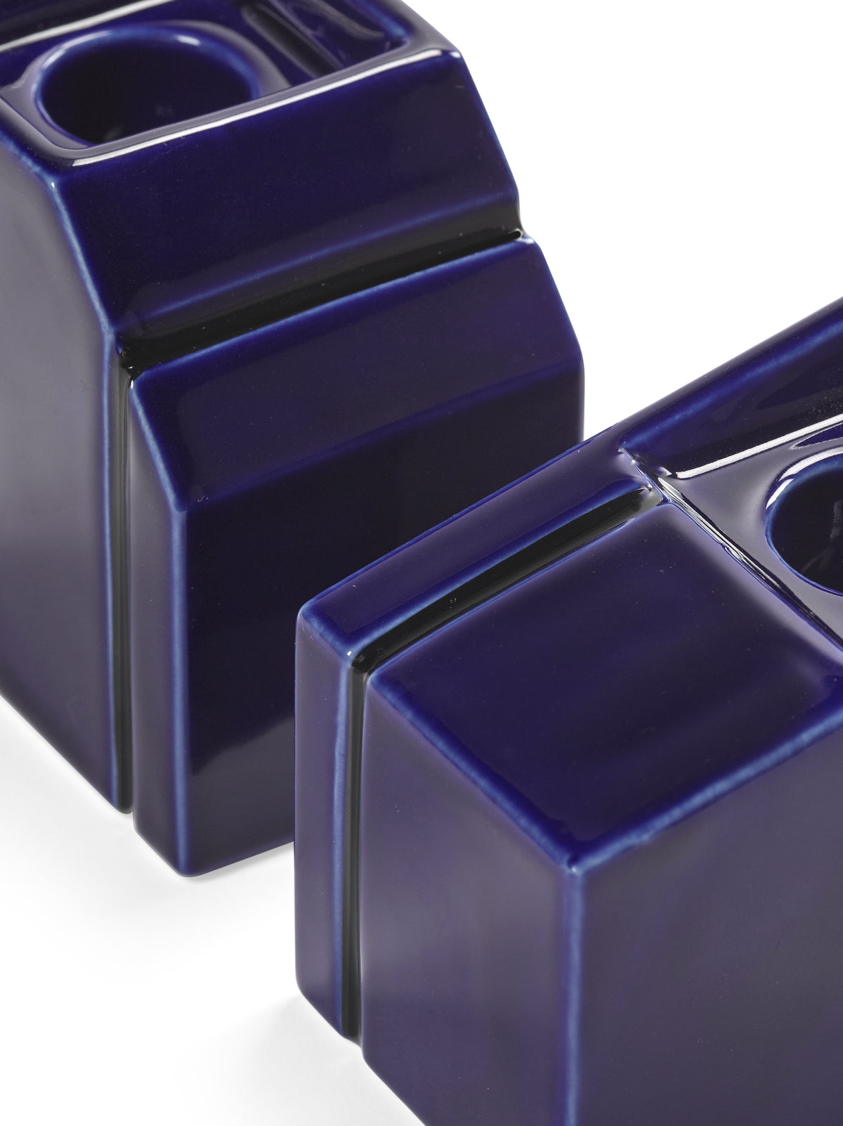 Accessories Silos - Assortiment De 2 Bougeoirs - Porcelaine - Bleu