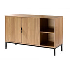 Tara - Sideboard 2 Doors 2 Open Niches Grooved Wood Effect - Light Wood