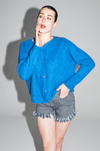 Le Cardigan Angelo Baby Alpaga Bleu Roi Fabriqué En Italie