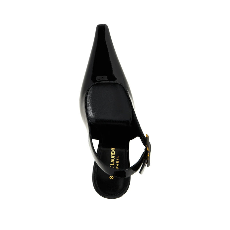 Escarpins - Saint Laurent 'Dune' Leather Slingback - Black