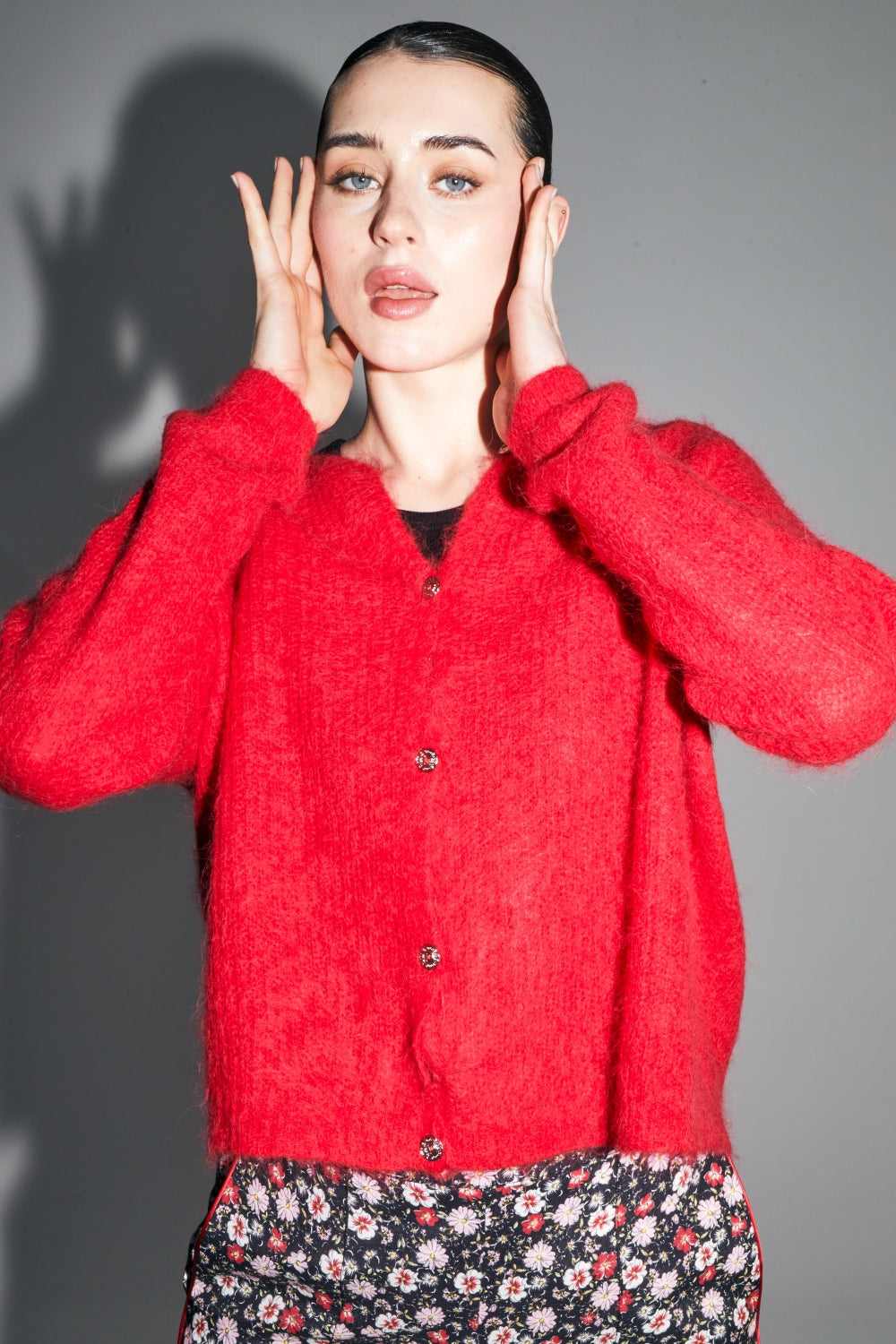 Le Cardigan Angelo Baby Alpaga Rouge Intense Fabriqué En Italie
