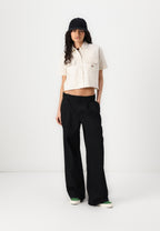 Cropped Work Shirt - Blouse - Whitecap Gray - Whitecap Grey