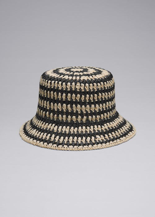Hat La Phoebe Stripe Straw Hat - Black - Women