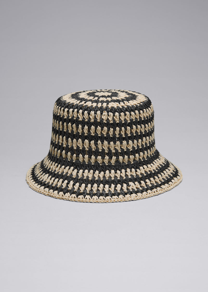 Hat La Phoebe Stripe Straw Hat - Black - Women
