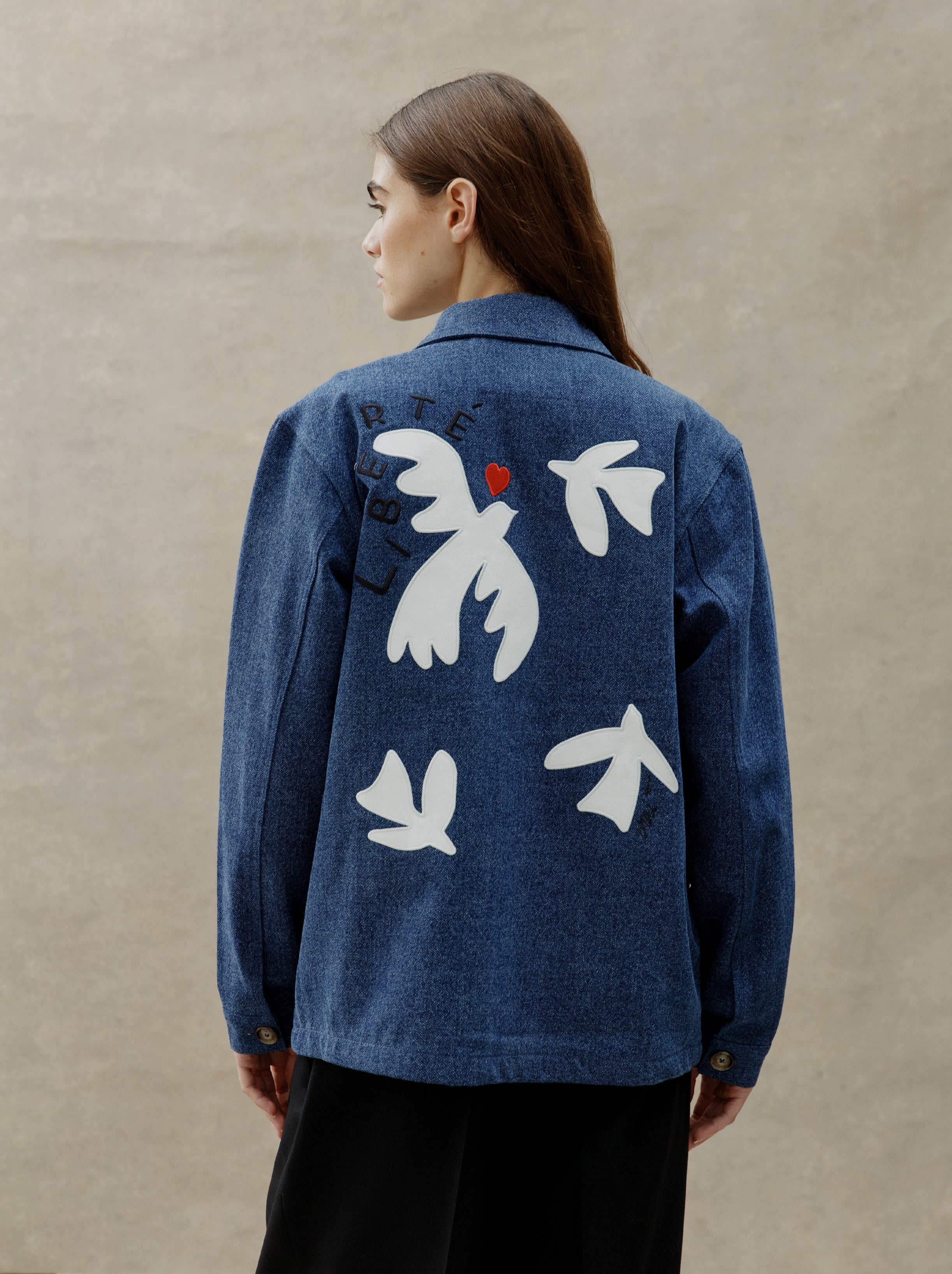 Veste Brodée Unisexe Liberté Denim