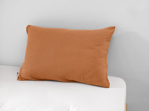 Taie D'Oreiller - Gaze De Coton Unie - Gaïa - Abricot