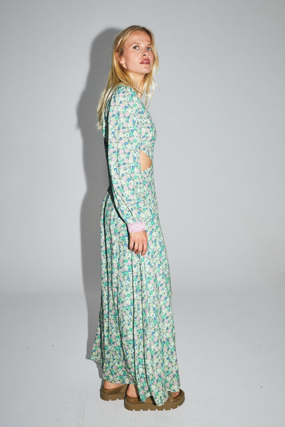 The Carolina Pink and Yellow Floral Gypsy Print Dress