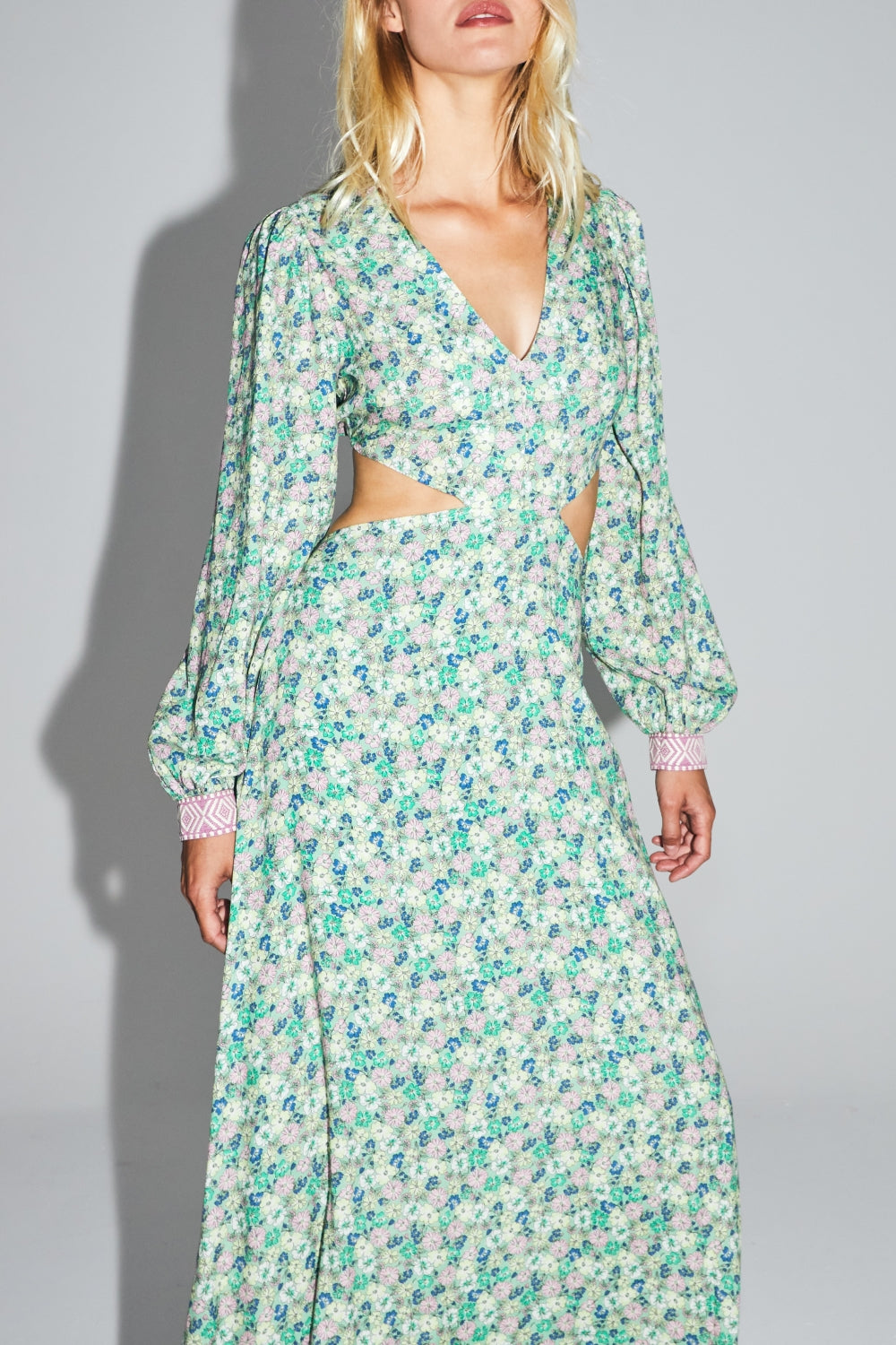The Carolina Pink and Yellow Floral Gypsy Print Dress
