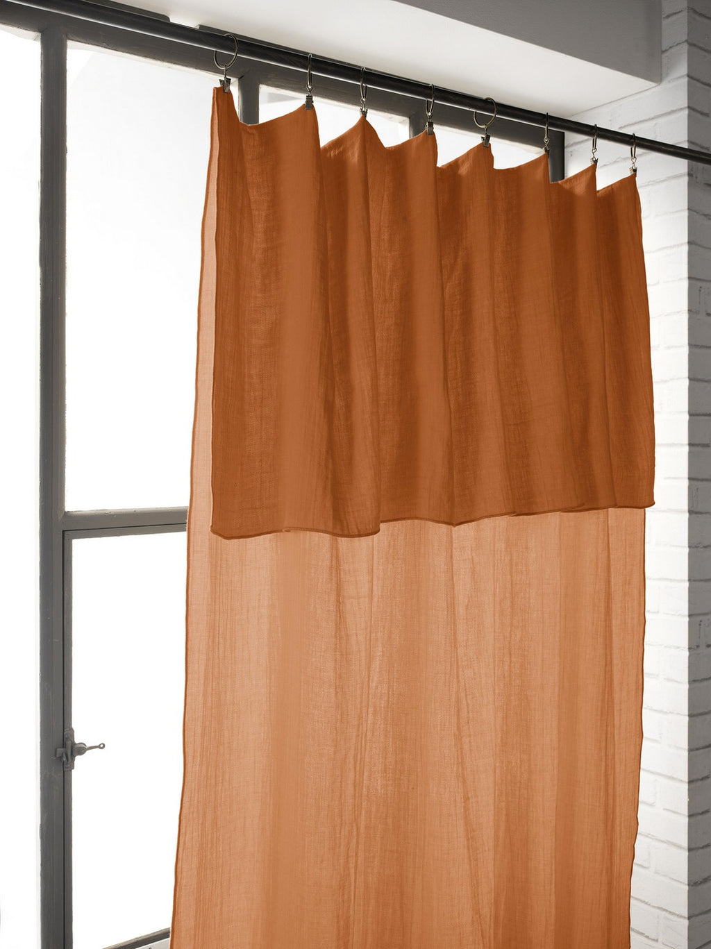 Gaïa - Rideau Ajustable + Anneaux Pince - Double Gaze De Coton Unie - Abricot