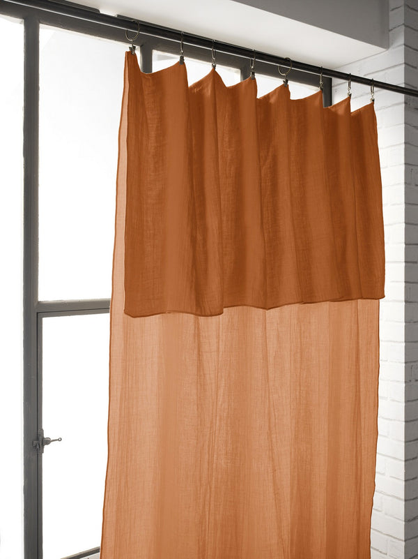Gaïa - Rideau Ajustable + Anneaux Pince - Double Gaze De Coton Unie - Abricot
