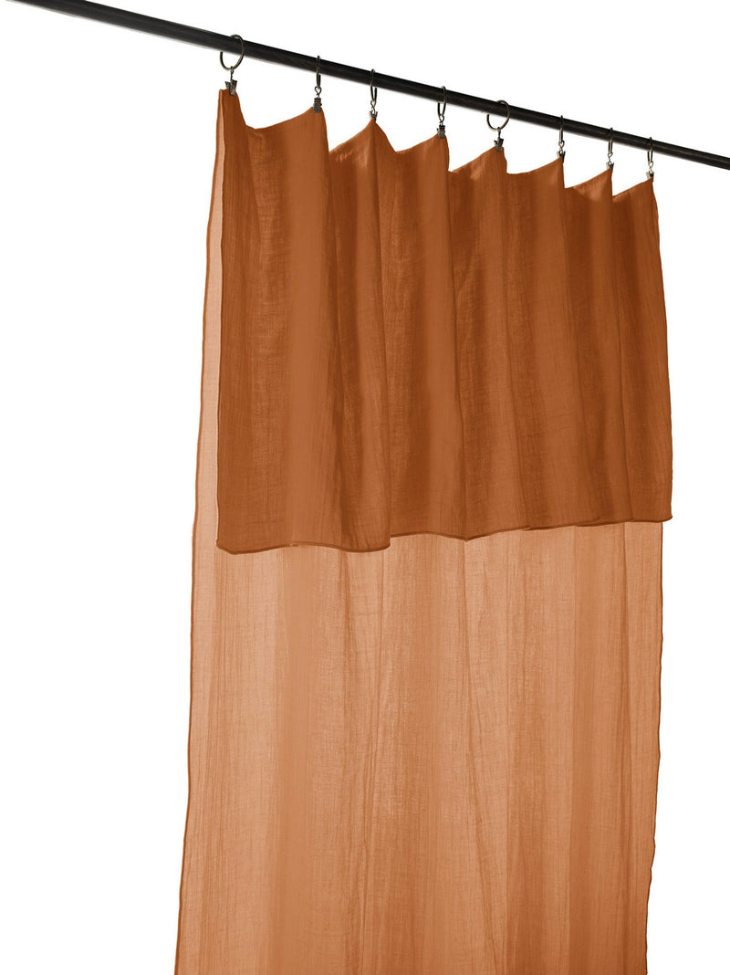 Adjustable Curtain + Clip Rings - Double Plain Cotton Gauze - Gaia - Apricot