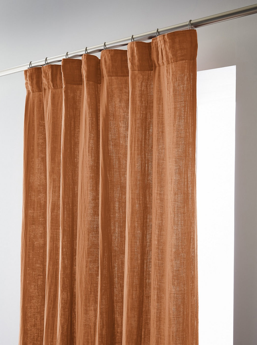 Gaïa - Rideau Galon Fronceur - Double Gaze De Coton Unie - Abricot