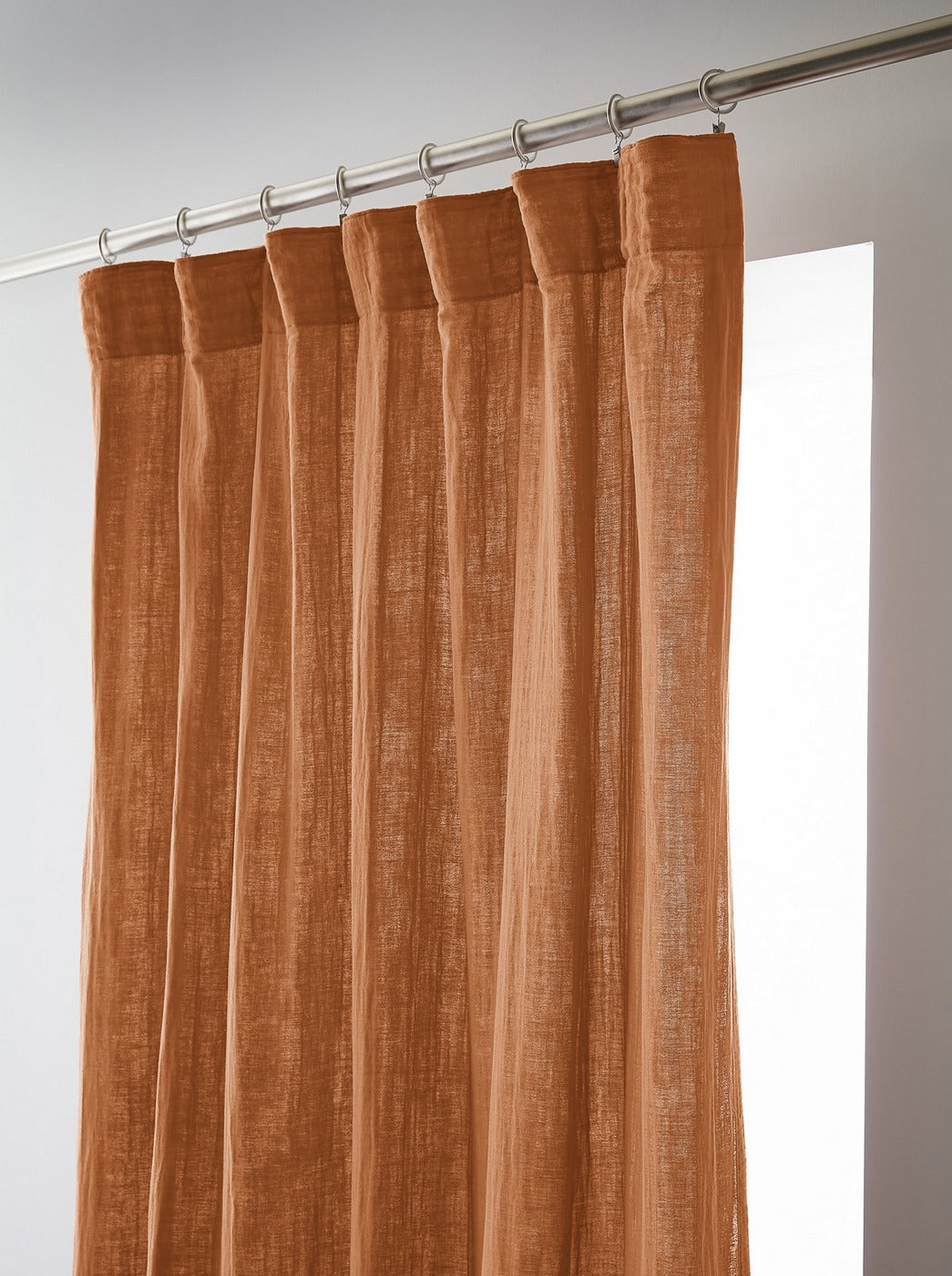 Gaïa - Rideau Galon Fronceur - Double Gaze De Coton Unie - Abricot