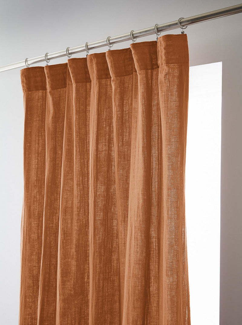 Gathered Curtain Tape - Double Plain Cotton Gauze - Gaia - Apricot