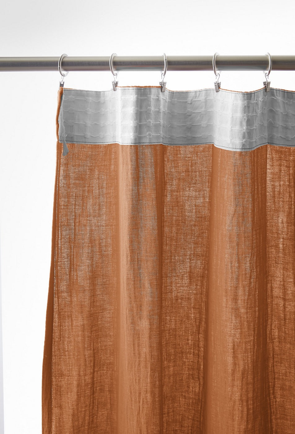 Gaïa - Rideau Galon Fronceur - Double Gaze De Coton Unie - Abricot