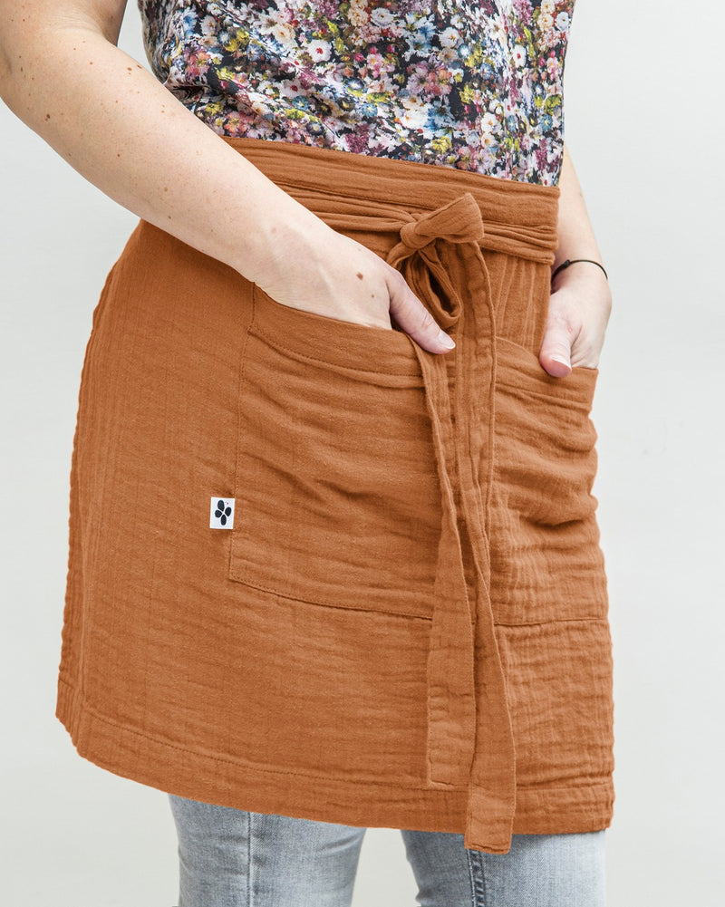 Tablier Serveur - Double Gaze De Coton Unie - Gaïa - Abricot