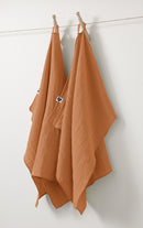 Set of Hand Towels - Double Gauze Plain Cotton - Gaia - Apricot