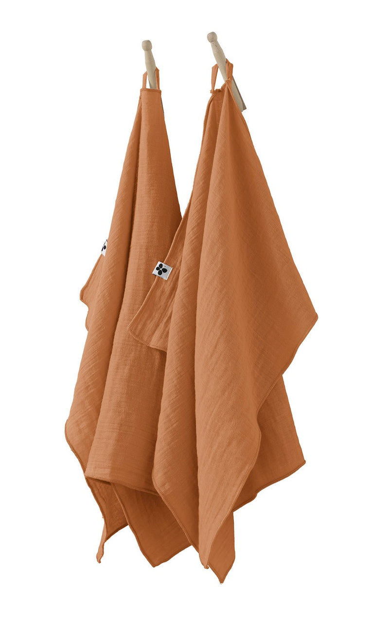 Set of Hand Towels - Double Gauze Plain Cotton - Gaia - Apricot