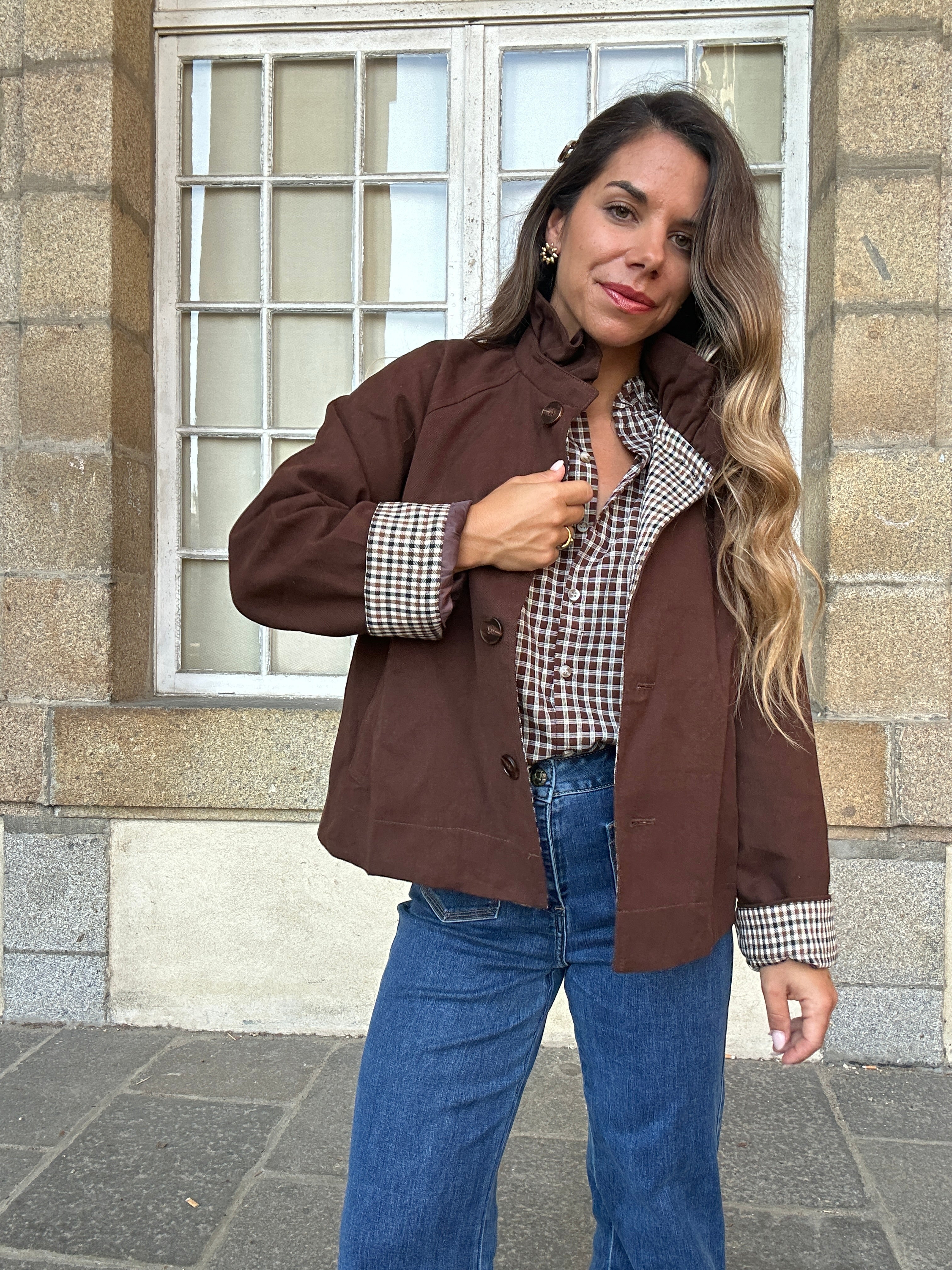 Alice chocolate cotton trench jacket