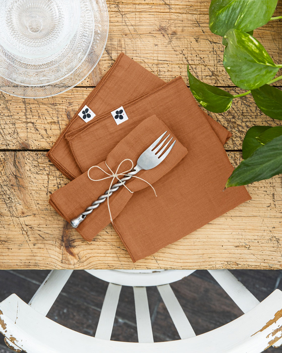 Gaïa - Lot De Serviettes - Double Gaze De Coton Unie - Abricot
