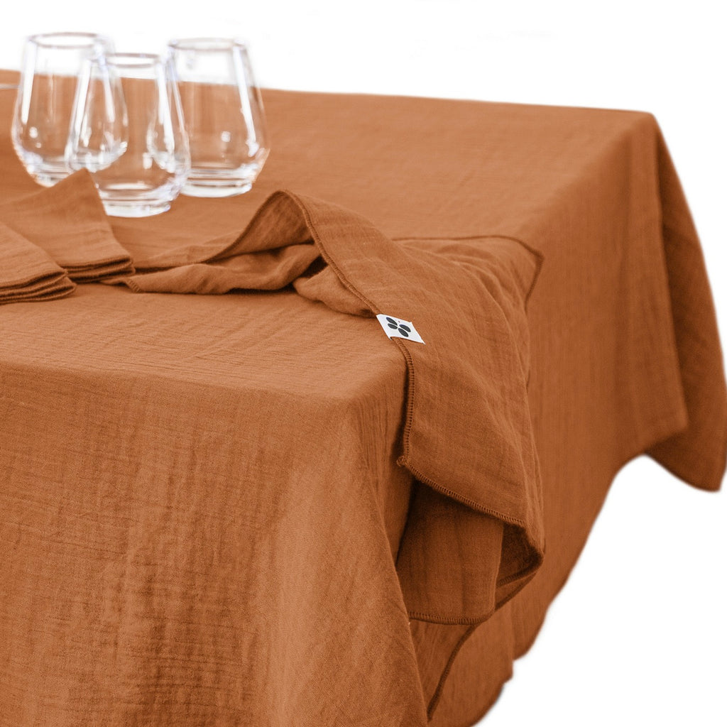 Gaïa - Nappe Rectangle - Double Gaze De Coton Unie - Abricot