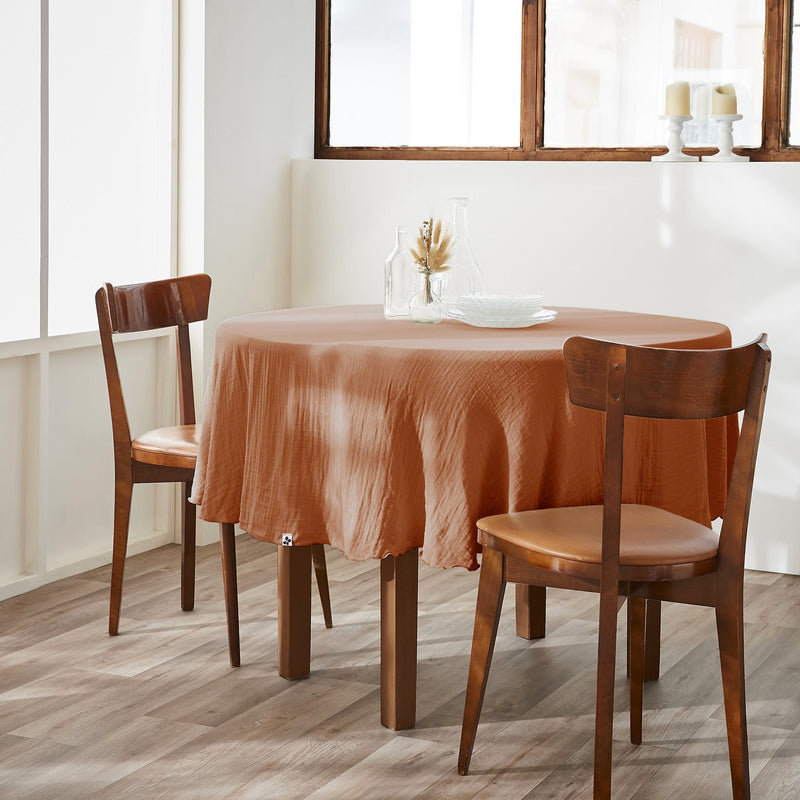 Nappe Ronde - Double Gaze De Coton Unie - Gaïa - Abricot