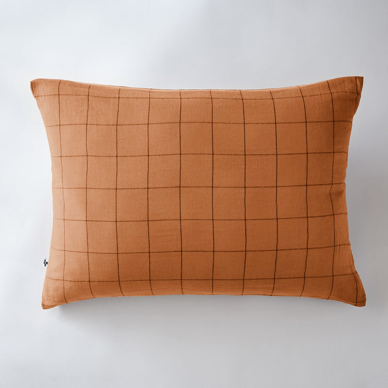 Taie D'Oreiller - Double Gaze De Coton - Gaïa - Match Abricot