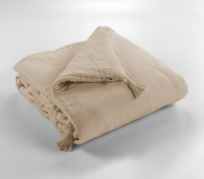 Bout De Lit - Gaze De Coton Unie - Gaïa - Ficelle