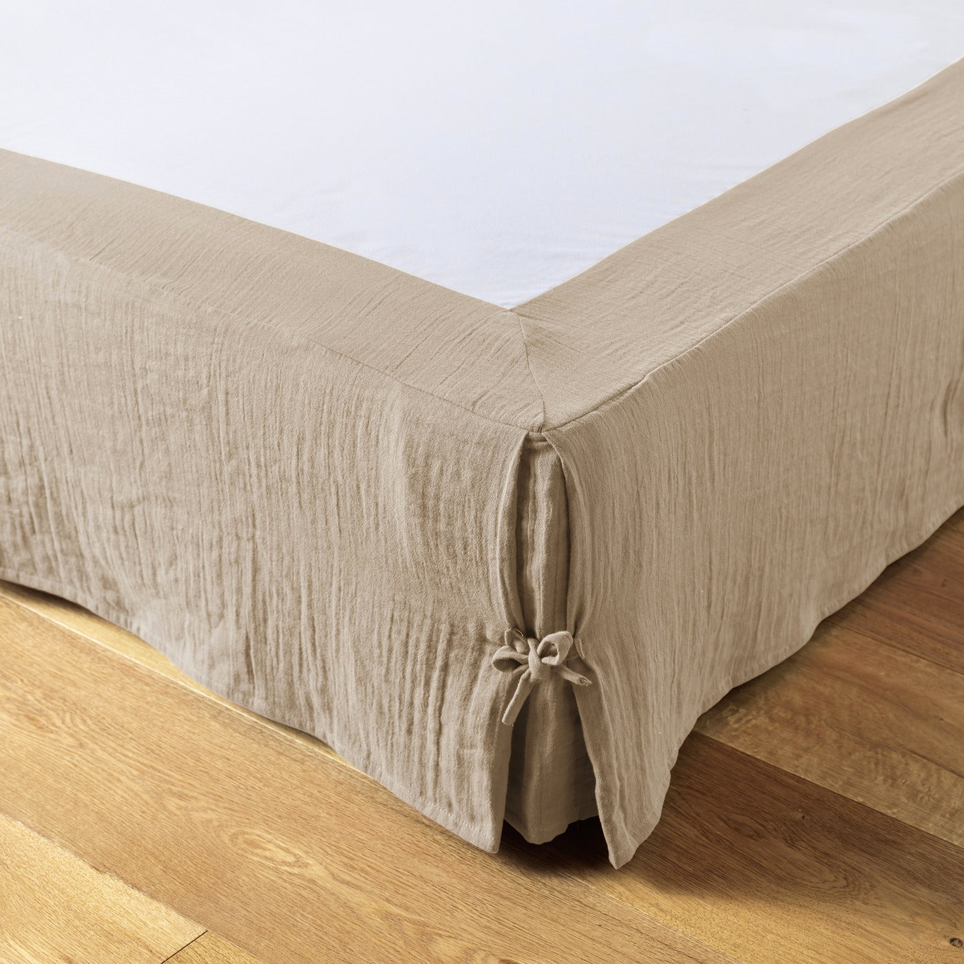 Gaïa - Falda de cama - Gasa de algodón lisa doble - Cordel