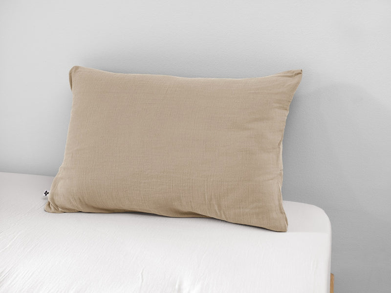 Taie D'Oreiller - Gaze De Coton Unie - Gaïa - Ficelle